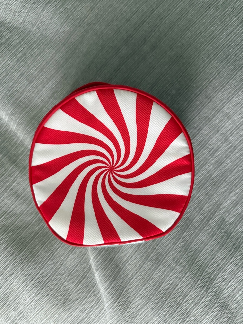Makeup bag Clinique candy cane round makeup bag, organizer, travel case